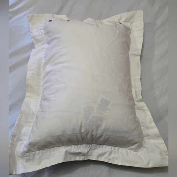RALPH LAUREN 100% COTTON WHITE & BLUE PILLOW SHAMS SET 2 BEDDING LINENS COASTAL - Picture 7 of 16